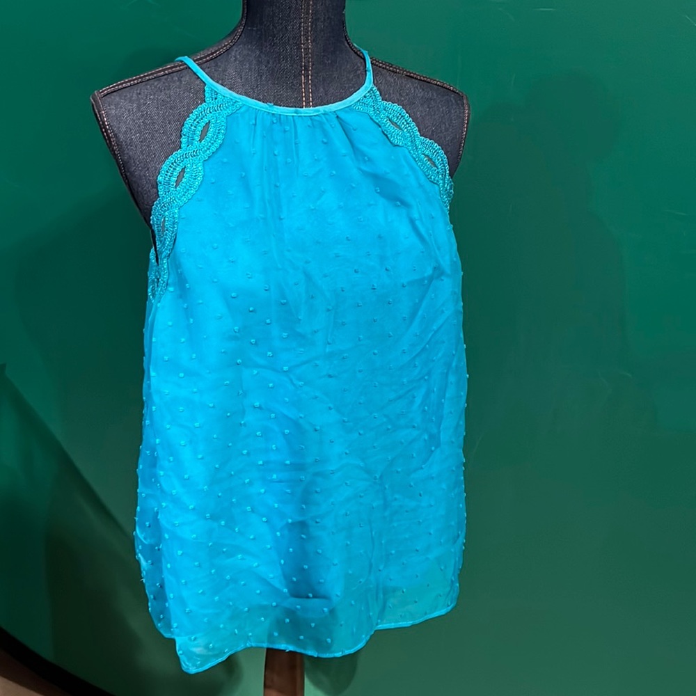Elegant Rayon lined Teal tank top with exceptional detail